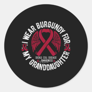 Ik Draag Burgundy voor mijn kleindochter Sickle Ce Ronde Sticker