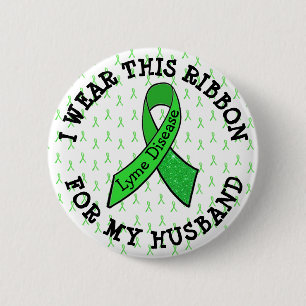 Ik draag deze lint voor mijn man Lyme knop Ronde Button 5,7 Cm