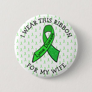 Ik draag deze lint voor mijn vrouw Lyme knoop Ronde Button 5,7 Cm