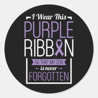 Ik Draag dit Paarse Ribbon Overdosering Bewustheid Ronde Sticker