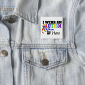 Ik Draag een autisme lint voor mijn heldhaftige Vierkante Button 5,1 Cm (In situ)