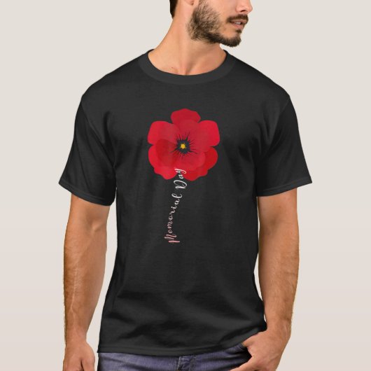 Ik Draag een kleine papaverbloem-herdenkingsdag ve T-shirt (Voorkant)