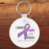 Ik Draag een Paars lint voor mijn nicht Sleutelhanger (Voorkant)