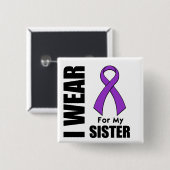Ik Draag een Paars lint voor mijn zuster Vierkante Button 5,1 Cm (Voorkant /achterkant)