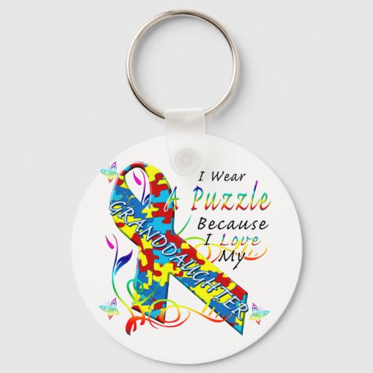 Ik Draag een puzzel omdat ik van mijn kleindochter Sleutelhanger (Voorkant)