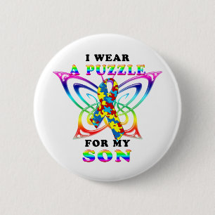Ik Draag een puzzel voor mijn zoon Ronde Button 5,7 Cm