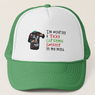 Ik draag een saaie kersttrui in mijn hoofd trucker pet