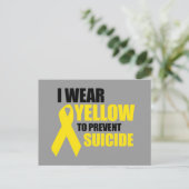 Ik draag geel om zelfmoord te voorkomen briefkaart (Staand voorkant)