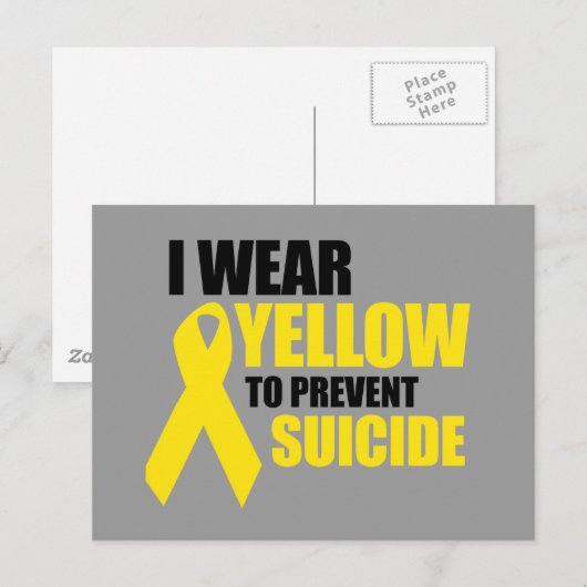 Ik draag geel om zelfmoord te voorkomen briefkaart (Voorkant / Achterkant)