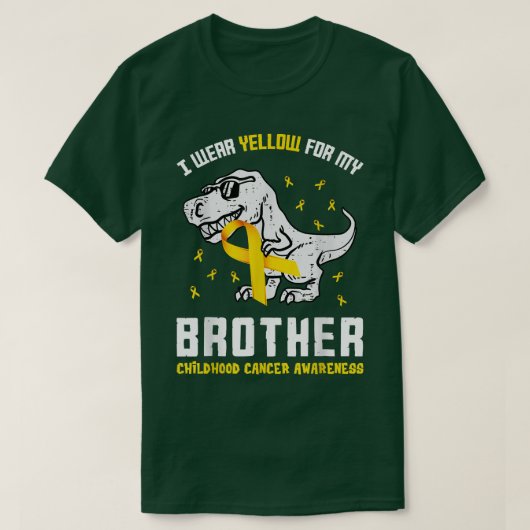 Ik Draag geel voor mijn Broer Kinderkanker Dino T-shirt (Design voorkant)