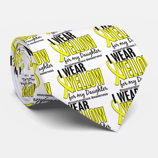 Ik Draag geel voor mijn dochter 10 endometriose Stropdas (Opgerold)