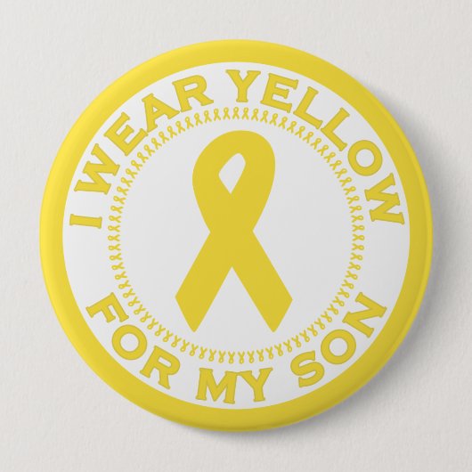 Ik Draag geel voor mijn zoon Ronde Button 4,0 Cm (Voorkant)