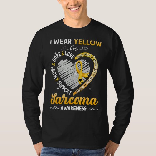 Ik Draag geel voor Sarcoma-bewustzijn T-shirt (Voorkant)