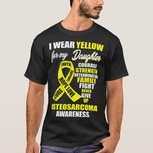 Ik Draag Gele Osteosarcoma Bewustheid T-shirt (Voorkant)