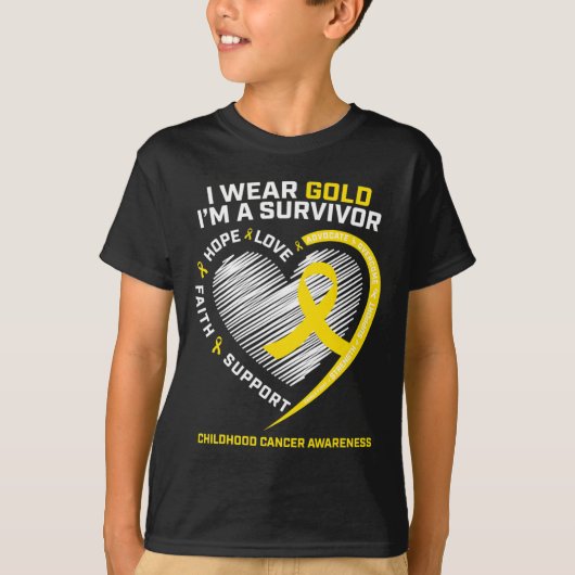Ik Draag Gold ik ben een overlevende Kinder kinder T-shirt (Voorkant)