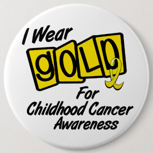 Ik Draag Gold voor het bewustzijn van de KINDERKAN Ronde Button 6,0 Cm
