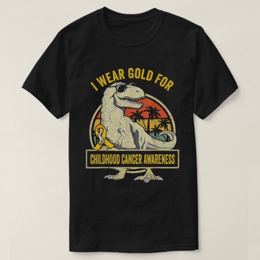 Ik Draag Gold voor kinderkanker Dinosau T-shirt (Design voorkant)