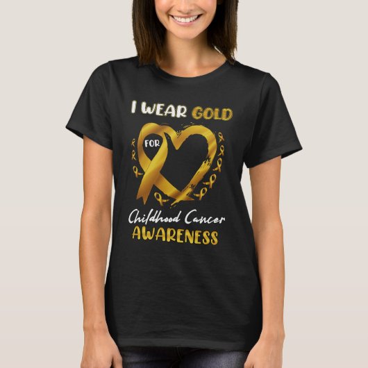 Ik Draag Gold voor kinderkankerbewustwording. T-shirt (Voorkant)