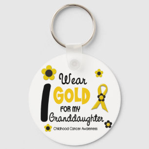 Ik Draag Gold voor mijn kleindochter 12 FLOWER VER Sleutelhanger