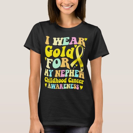 Ik Draag Gold voor mijn Nephew kinderkanker T-shirt (Voorkant)