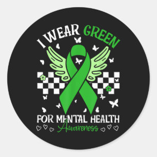 Ik Draag Green for Mental Health Awareness Butterf Ronde Sticker