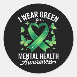 Ik Draag Green for Mental Health Awareness Butterf Ronde Sticker