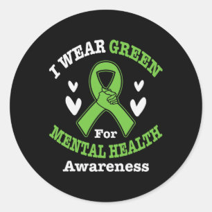 Ik Draag Green for Mental Health Awareness Maand 5 Ronde Sticker