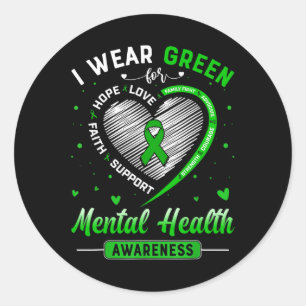 Ik Draag Green for Mental Health Awareness Maand Ronde Sticker
