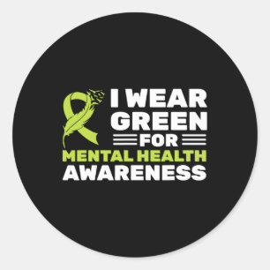Ik Draag Green for Mental Health Awareness Month G Ronde Sticker