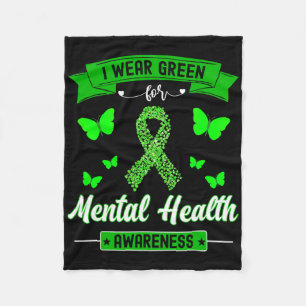 Ik Draag Green for Mental Health Awareness Ribbon  Fleece Deken