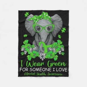 Ik Draag Green for Mental Health Awareness Ribbon Fleece Deken