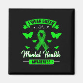 Ik Draag Green for Mental Health Awareness Ribbon  Magneet (Voorkant)