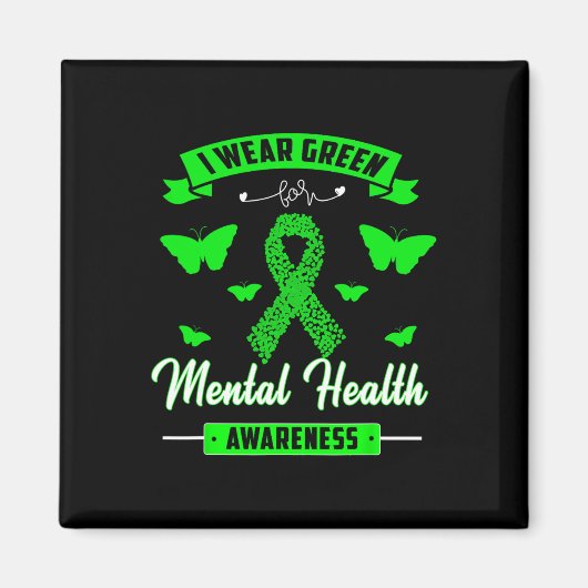 Ik Draag Green for Mental Health Awareness Ribbon  Magneet (Voorkant)