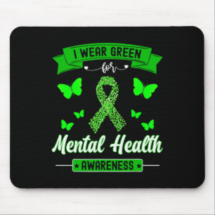 Ik Draag Green for Mental Health Awareness Ribbon Muismat