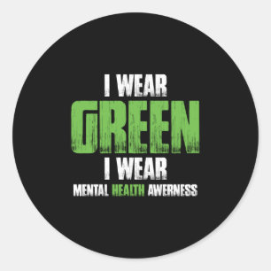 Ik Draag Green for Mental Health Awareness Ronde Sticker