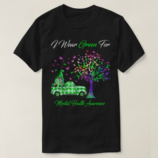 Ik Draag Green Mental Health Awareness Gnomen Tree T-shirt (Design voorkant)