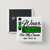 Ik Draag Green Ribbon (Retro) - neef Vierkante Button 5,1 Cm (Voorkant /achterkant)