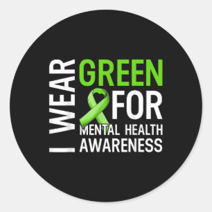 Ik Draag Green Ribbon Shirt voor Mental Health Awa Ronde Sticker