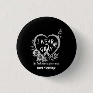 Ik Draag Grey voor Parkinson's Awareness Warrior Ronde Button 3,2 Cm