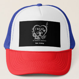 Ik Draag Grey voor Parkinson's Awareness Warrior Trucker Pet