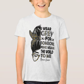 Ik Draag grijs lint rommelige Bun hersenkanker Awa Tri-Blend Shirt
