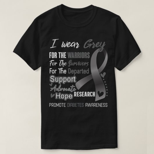 Ik Draag grijs naar Diabetes Awareness Support Dia T-shirt (Design voorkant)