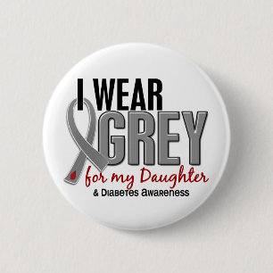 Ik Draag grijs voor mijn dochter 10 diabetes Ronde Button 5,7 Cm