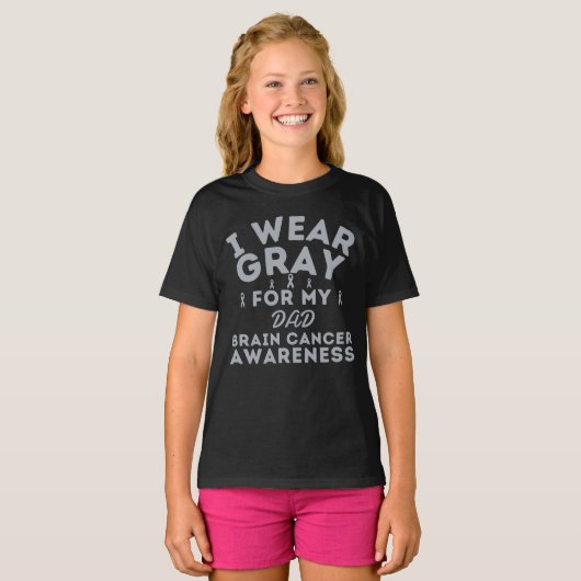 Ik Draag grijs voor mijn vader aangepaste hersenka T-shirt (Voorkant volledig)