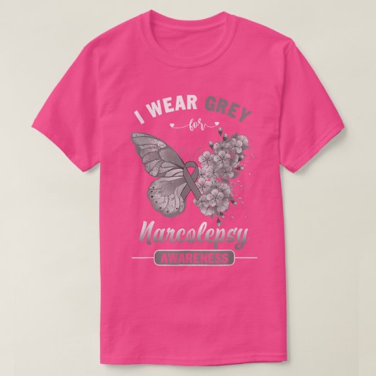 Ik Draag grijs voor Narcolepsy Awareness Butterfly T-shirt (Design voorkant)