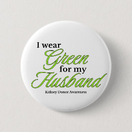 Ik draag groen ter ondersteuning van mijn man ronde button 5,7 cm