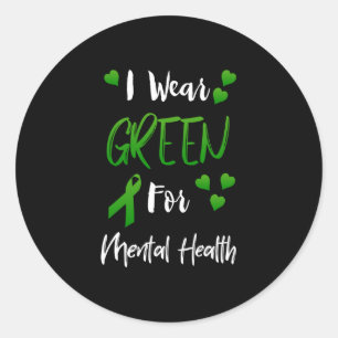 Ik Draag groen voor geestelijke gezondheid Ronde Sticker