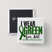 Ik Draag groen voor me 10 Cerebral Palsy Vierkante Button 5,1 Cm (Voorkant /achterkant)
