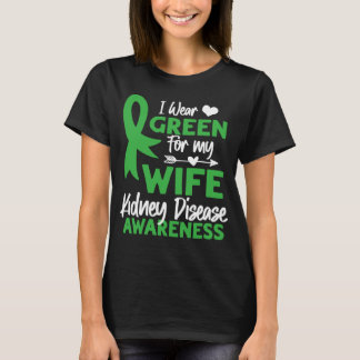 Ik draag groen voor mijn vrouw schattige nierziekt t-shirt