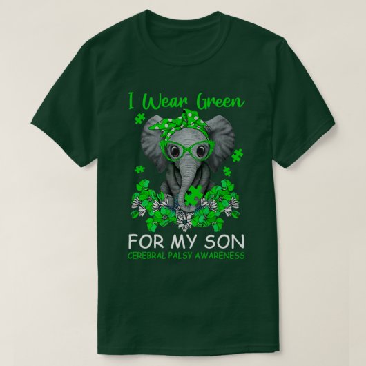 Ik Draag groen voor mijn zoon Cerebral Palsy Aware T-shirt (Design voorkant)